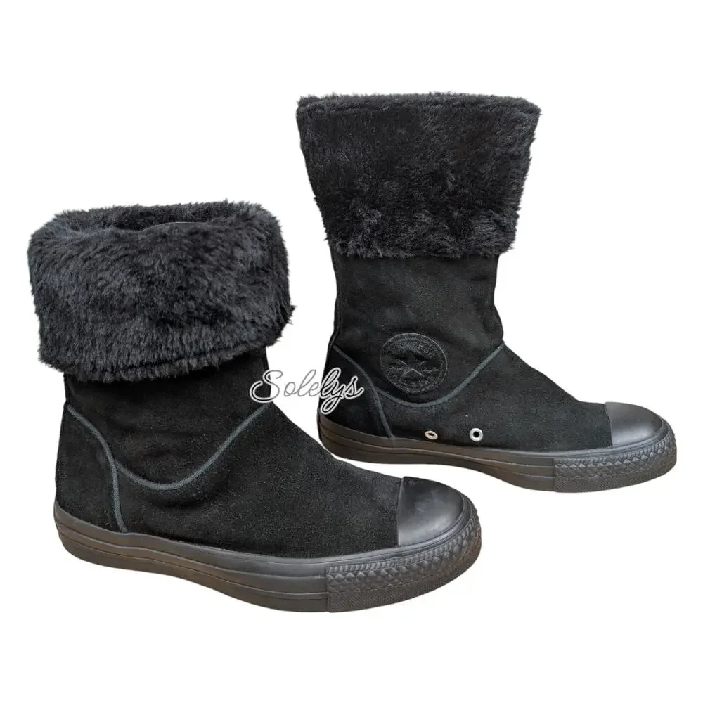 Converse CTAS 2011 Andover XHI Calf High Black Suede Leather Foldover Boot 7 - Picture 1 of 10